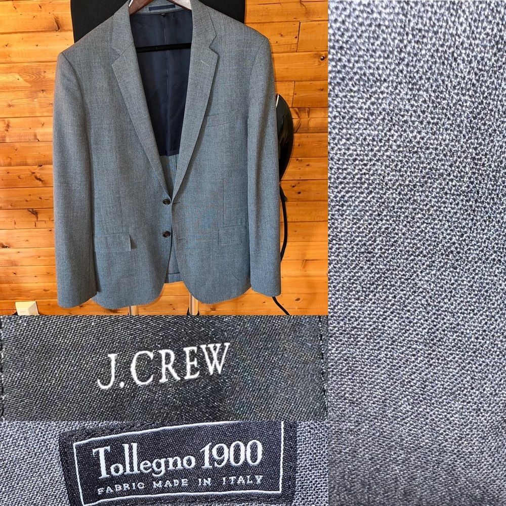 J.Crew Ludlow Traveler Blazer 42R Gray 100% Wool Tollegno Italian Fabric